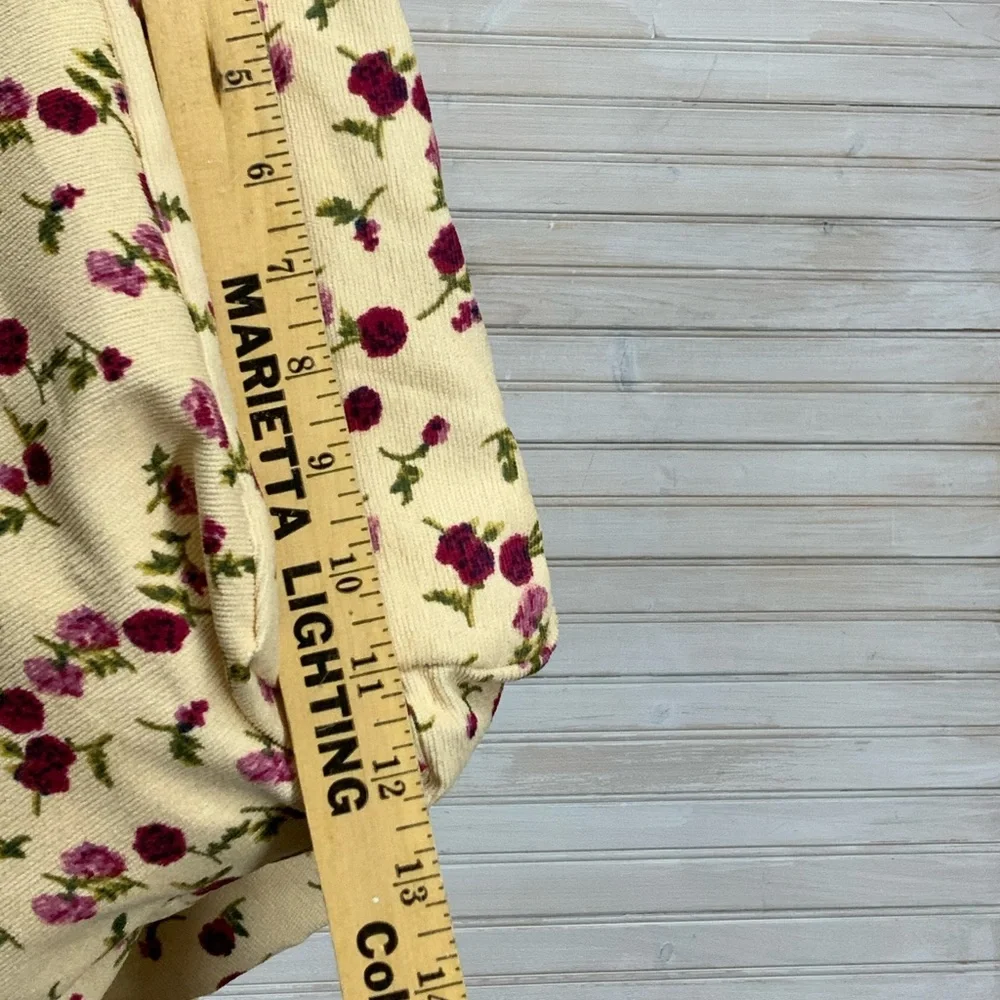 Lightweight Creamy Gold & Pink Floral Corduroy Tote Bag - Picture 8 of 10